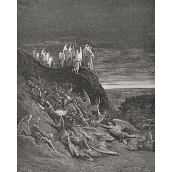 Illustration By Gustave Dore 1832-1883 French Artist And Illustrator For Paradise Lost By John Milton Book Vi Lines 410 To 412 Canvas Art - Ken Welsh Design Pics (26 x 32)