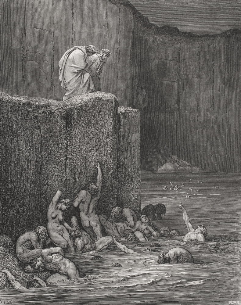 Illustration For Inferno By Dante Alighieri Canto Xviii Lines 116 And 117 By Gustave Dore 1832-1883 French Artist And Illustrator Canvas Art - Ken Welsh Design Pics (13 x 16)