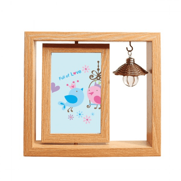 Illustration Lovely Birds Cage Wooden Rotating Picture Photo Frame 4x6