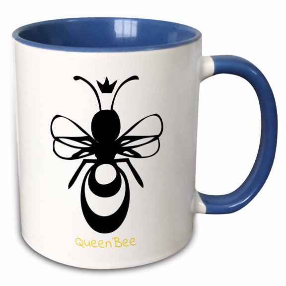 3drose, Illustration of a Bee with Words Queen Bee, 11oz Two-tone Blue Mug