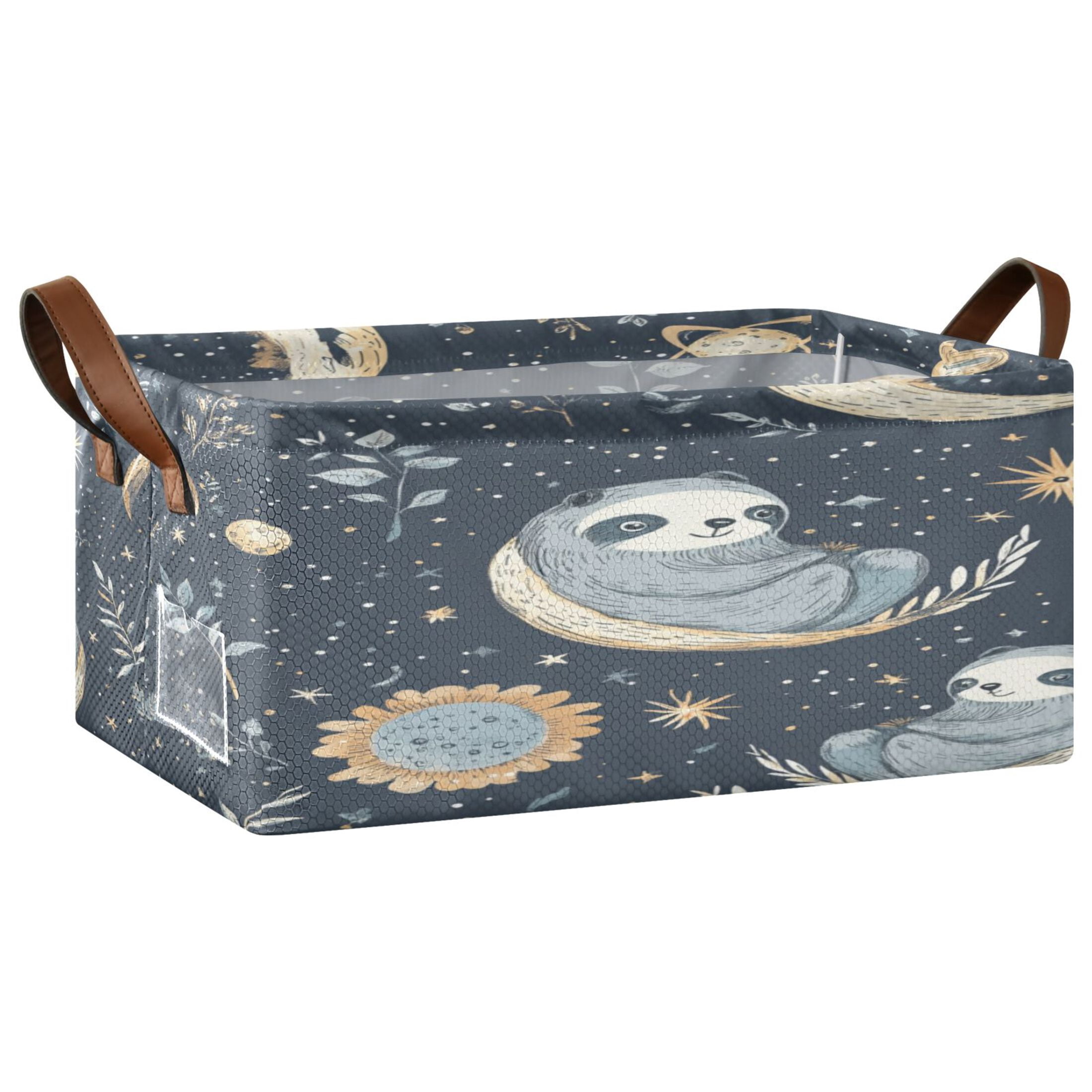 Illustration Of Cute Sloth in Space Storage Basket Soccer Plaid Fabric ...