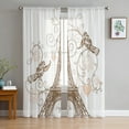 thumbnail image 1 of Illustration Of Eiffel Tower Bay Window Screening Curtains Drape Sheer Tulle For Living Room Bedroom Voile Organza Curtains, 1 of 7