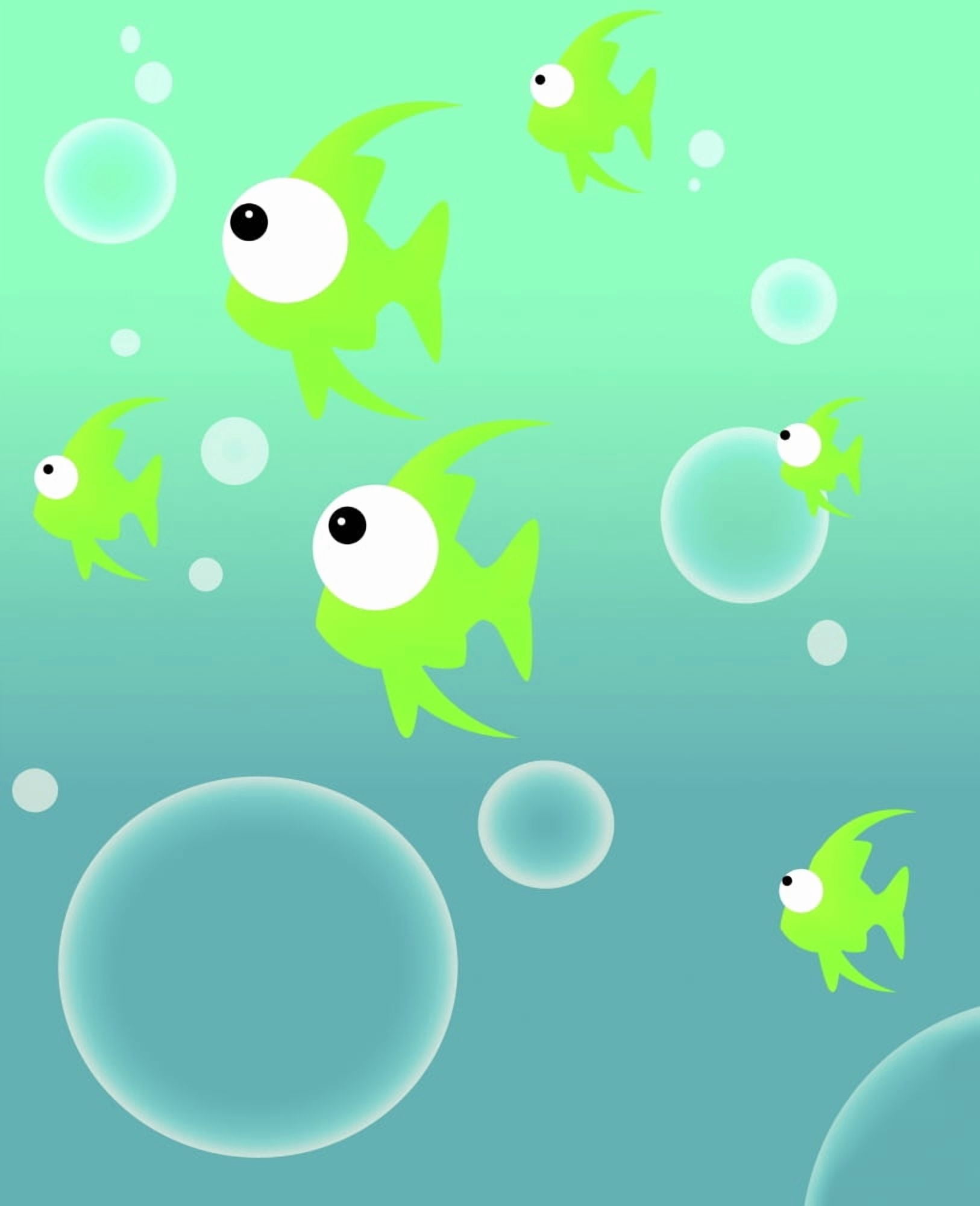Illustration Of Fish And Bubbles Canvas Art - Chris and Kate Knorr Design Pics (26 x 34)