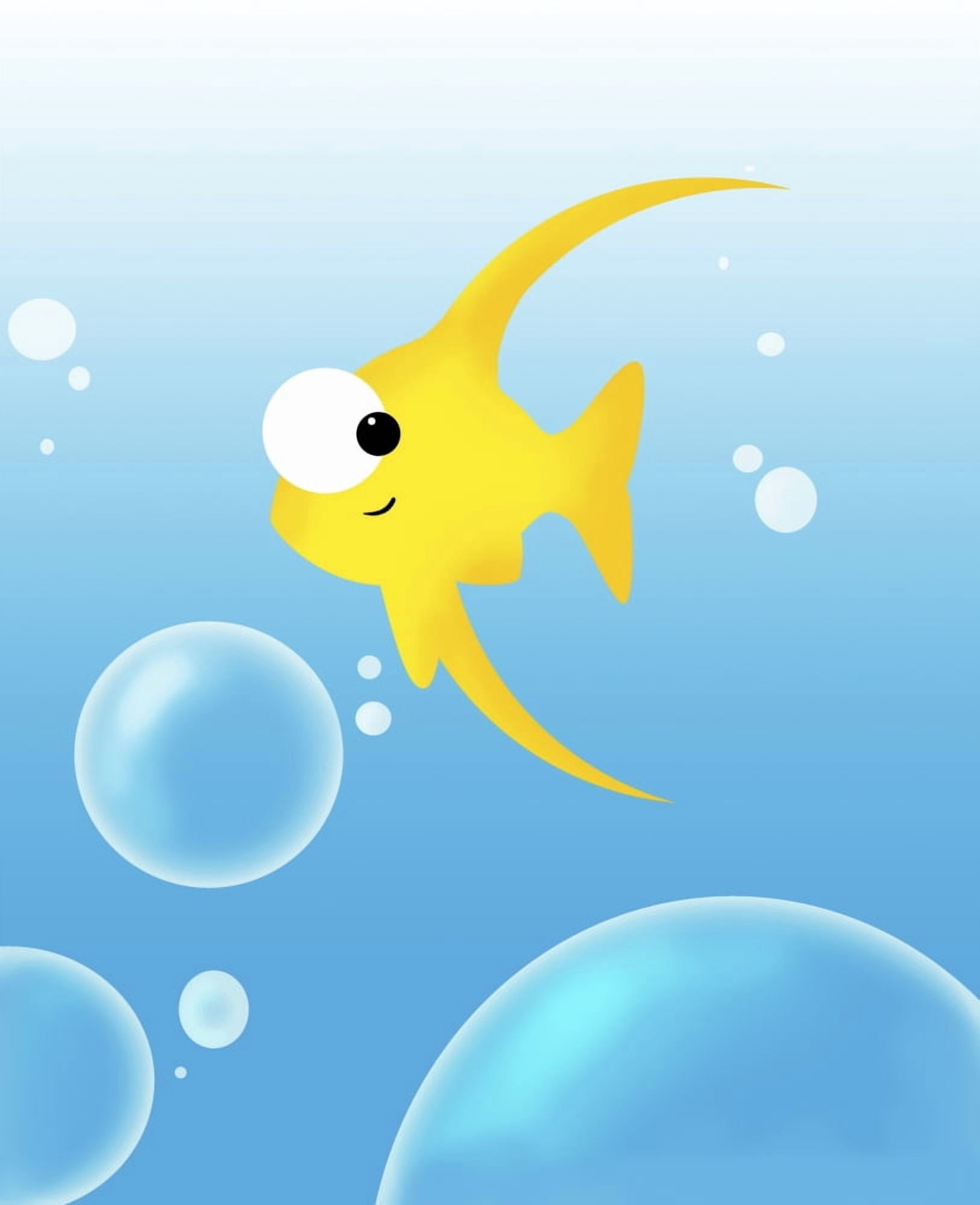 Illustration Of Fish And Bubbles Canvas Art - Chris and Kate Knorr Design Pics (26 x 34)
