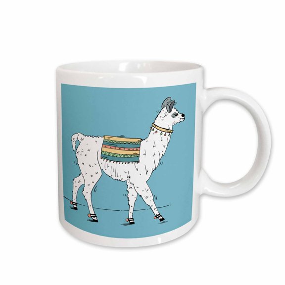 3drose, Illustration of Funny Lama Alpaca from Peru Animal, 11oz Mug