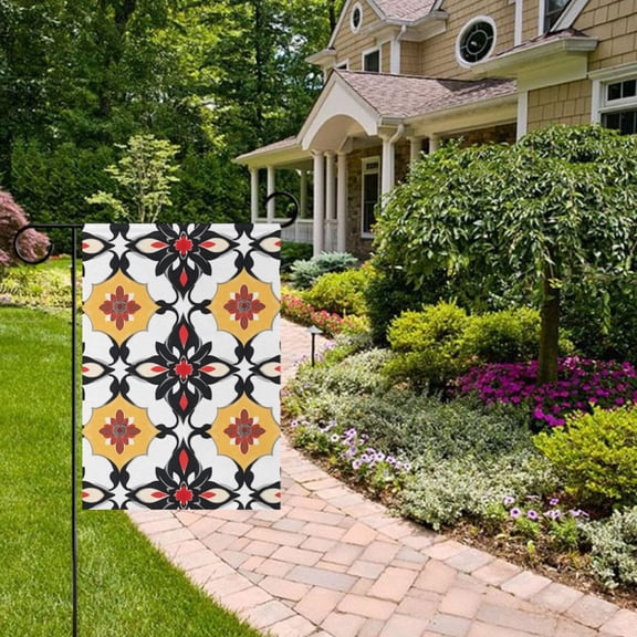Illustration Of Geometric Shapes and Flowers Garden Flag 12x18 inch Double Sided Outside Yard Decorations for Home Outdoor