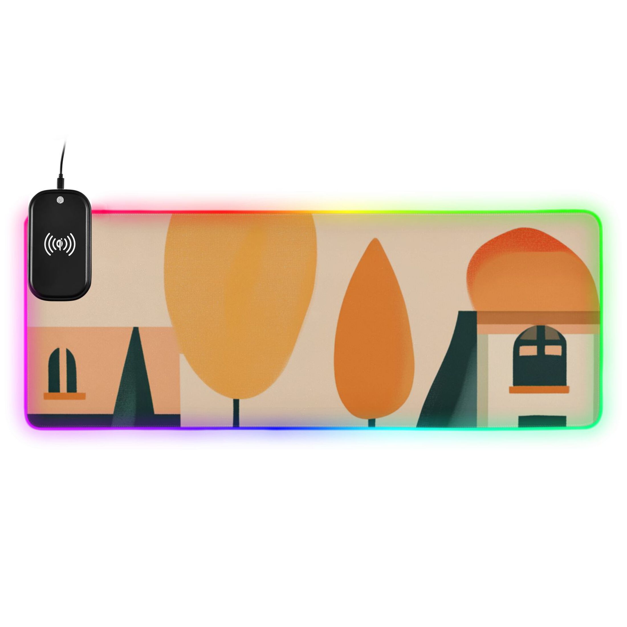 Tree Mouse Gaming Illustration Of Trees Wireless Charging RGB Gaming Mouse Pad Large ...