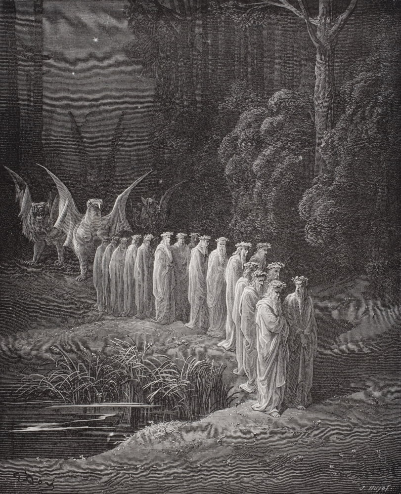 Illustration For Purgatorio By Dante Alighieri Canto Xxix Lines 80 To 82 By Gustave Dore 1832-1883 French Artist And Illustrator Canvas Art - Ken Welsh Design Pics (13 x 16)