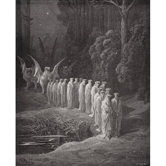 Illustration For Purgatorio By Dante Alighieri Canto Xxix Lines 80 To 82 By Gustave Dore 1832-1883 French Artist And Illustrator Canvas Art - Ken Welsh Design Pics (26 x 32)