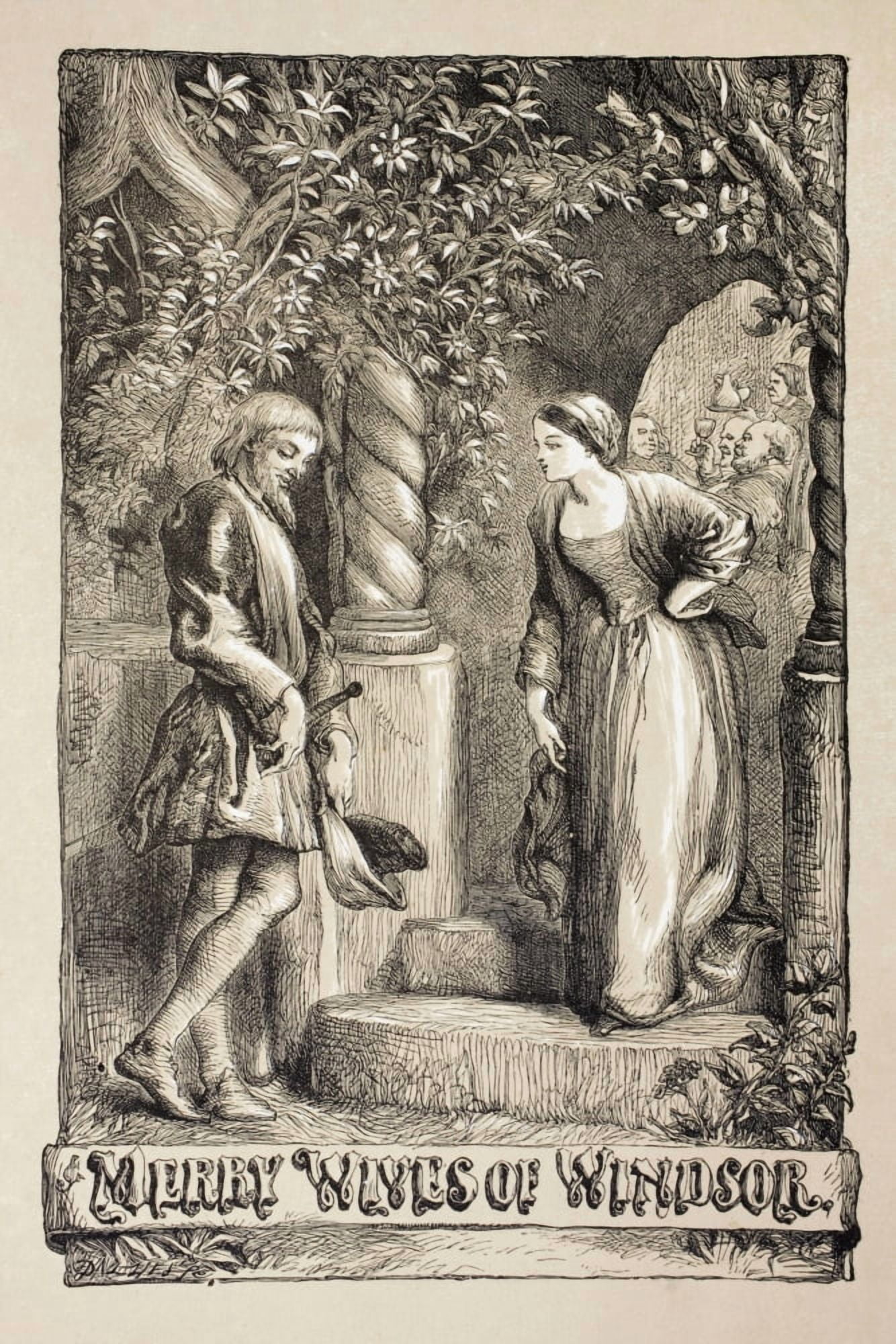Illustration By Sir John Gilbert For The Merry Wives Of Windsor By William Shakespeare From The Illustrated Library Shakspeare Published London 1890 Canvas Art - Ken Welsh Design Pics (24 x 36)