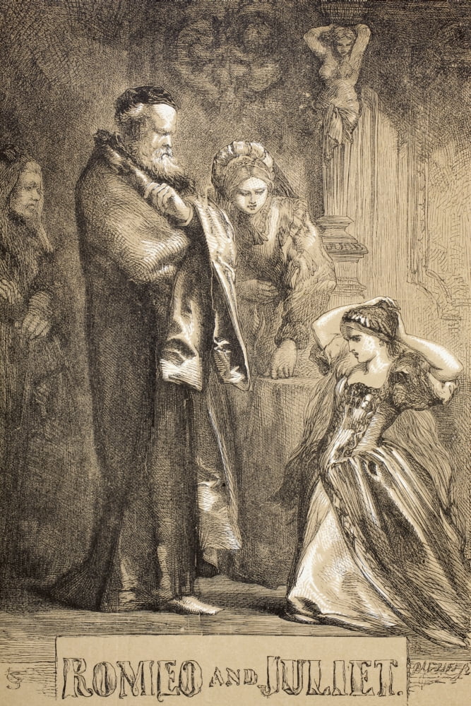 Illustration By Sir John Gilbert For Romeo And Juliet By William Shakespeare From The Illustrated Library Shakspeare Published London 1890 Canvas Art - Ken Welsh Design Pics (12 x 18)