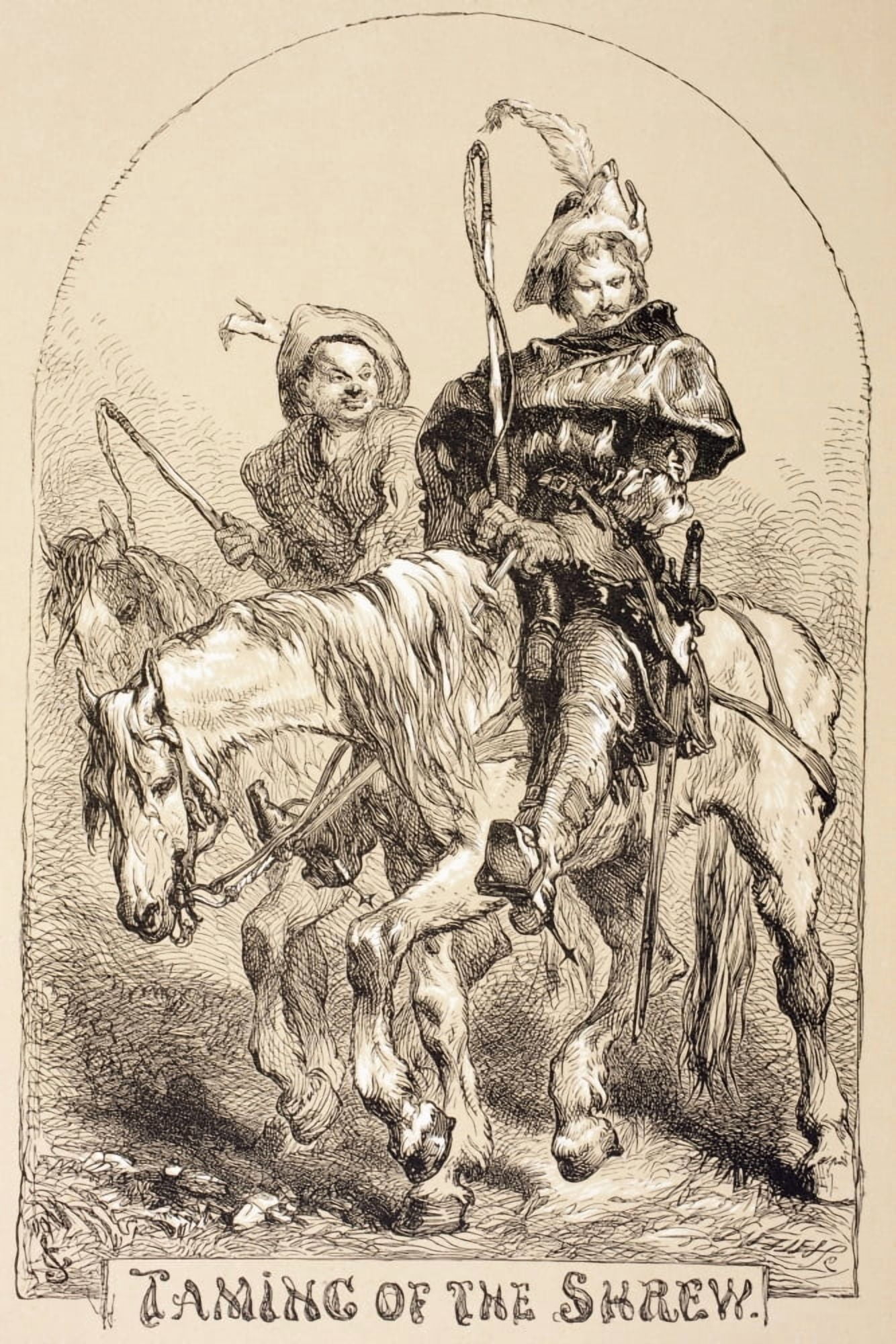 Illustration By Sir John Gilbert For Taming Of The Shrew By William Shakespeare From The Illustrated Library Shakspeare Published London 1890 Canvas Art - Ken Welsh Design Pics (24 x 36)