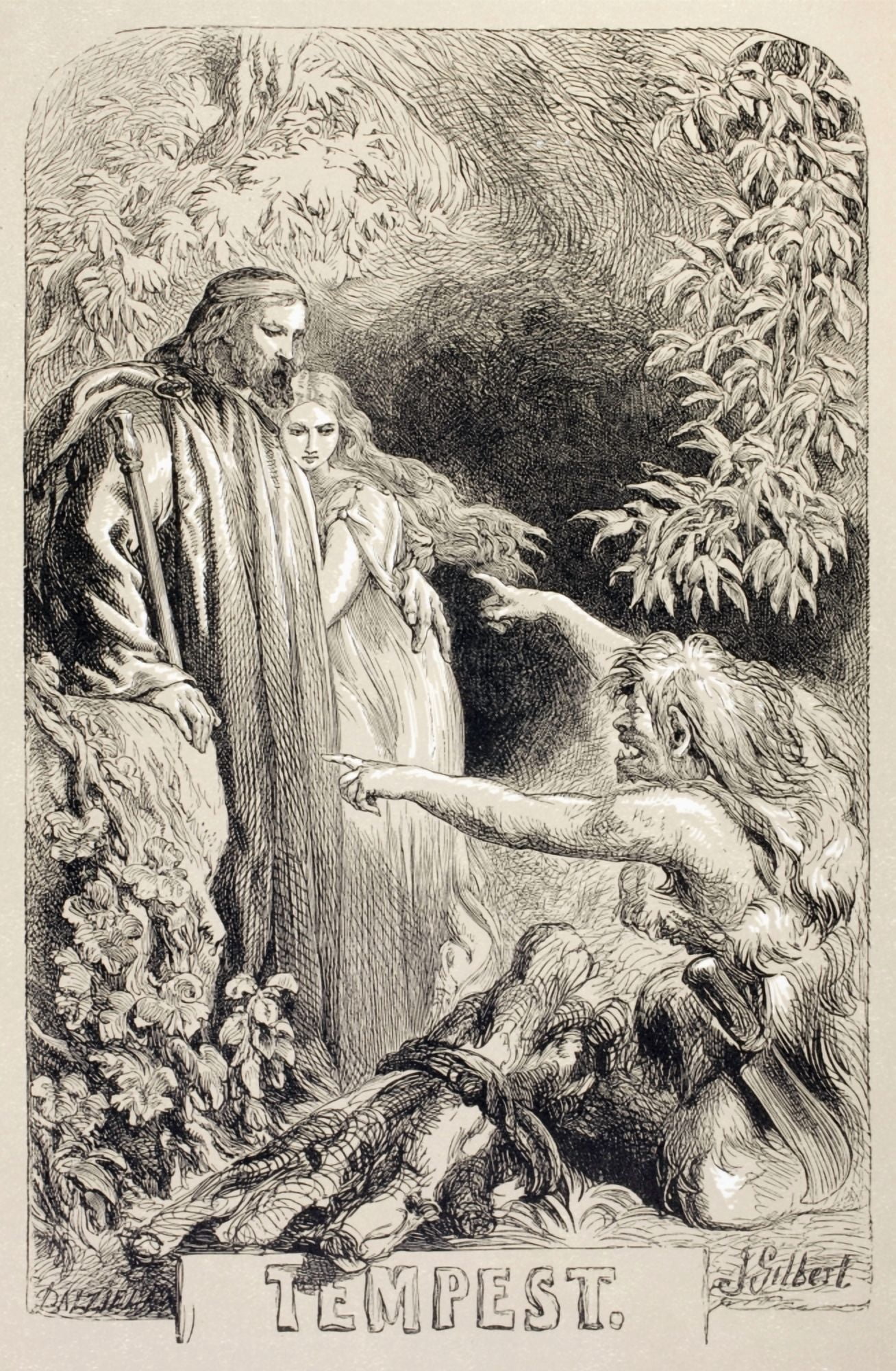 Illustration By Sir John Gilbert For The Tempest By William Shakespeare From The Illustrated Library Shakspeare Published London 1890 Canvas Art - Ken Welsh Design Pics (22 x 36)