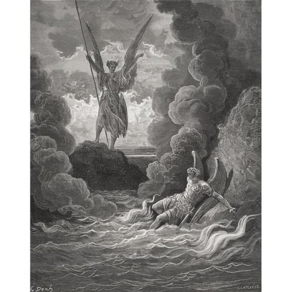Illustration by Gustave Dore 1832-1883 French Artist & Illustrator for Paradise Lost by John Milton Book 1 Lines 221 Poster Print - 13 x 16