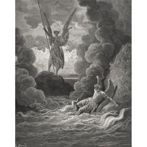 Illustration by Gustave Dore 1832-1883 French Artist & Illustrator for Paradise Lost by John Milton Book 1 Lines 221 Poster Print - Large - 26 x 32