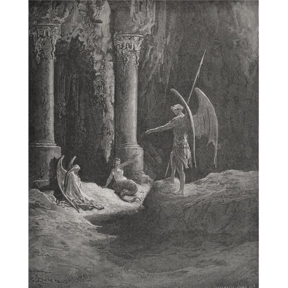 Illustration by Gustave Dore 1832-1883 French Artist & Illustrator for Paradise Lost by John Milton Book II Lines 648 Poster Print - 13 x 16