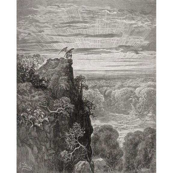 Illustration by Gustave Dore 1832-1883 French Artist & Illustrator for Paradise Lost by John Milton Book IV Lines 172 Poster Print, Large - 26 x 32