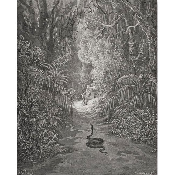 Illustration by Gustave Dore 1832-1883 French Artist & Illustrator for Paradise Lost by John Milton Book Ix Lines 434 Poster Print, 13 x 16