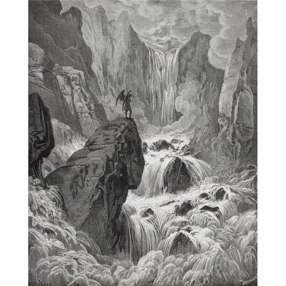 Illustration by Gustave Dore 1832-1883 French Artist & Illustrator for Paradise Lost by John Milton Book Ix Lines 74 Poster Print, 13 x 16