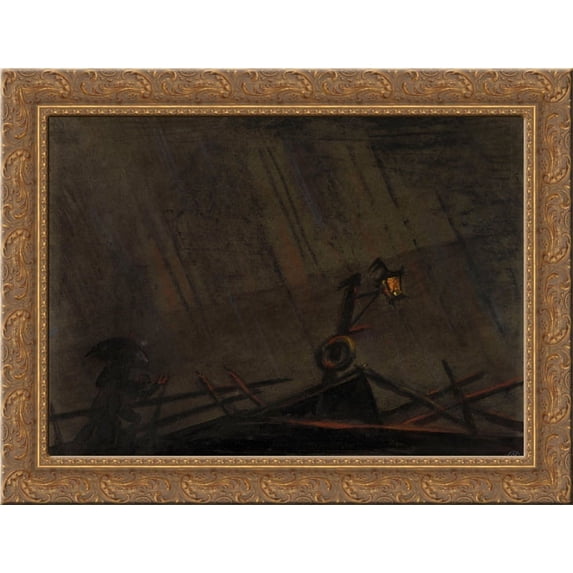 Illustration for Dostoevsky's The Possessed 24x20 Gold Ornate Wood Framed Canvas Art by Mstislav Dobuzhinsky