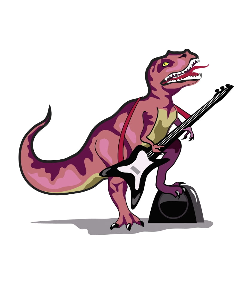 Illustration of Tyrannosaurus Rex playing the guitar Canvas Art - Stocktrek Images (26 x 32)