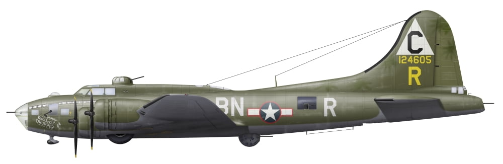 Illustration of a Boeing B-17F Knockout Dropper aircraft Canvas Art - InkwormStocktrek Images (50 x 16)