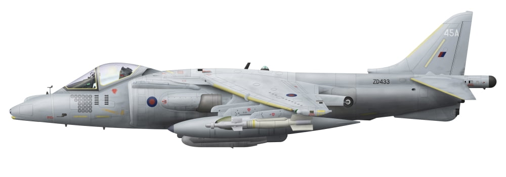 Illustration of a British Aerospace Harrier GR9 aircraft Canvas Art - InkwormStocktrek Images (48 x 17)