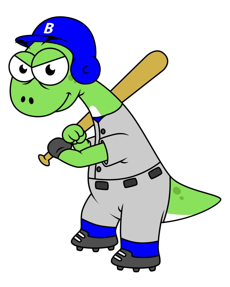 Illustration of a Brontosaurus baseball player Canvas Art - Stocktrek Images (13 x 16)