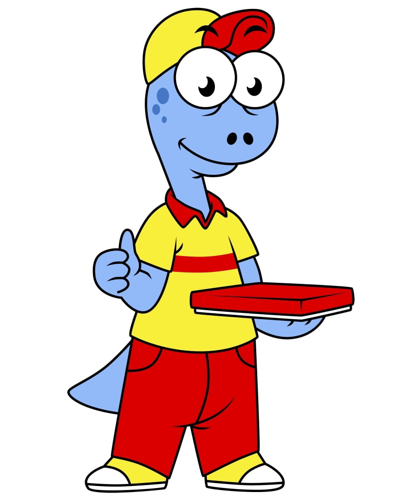 Illustration of a Brontosaurus delivery person Canvas Art - Stocktrek Images (26 x 32)