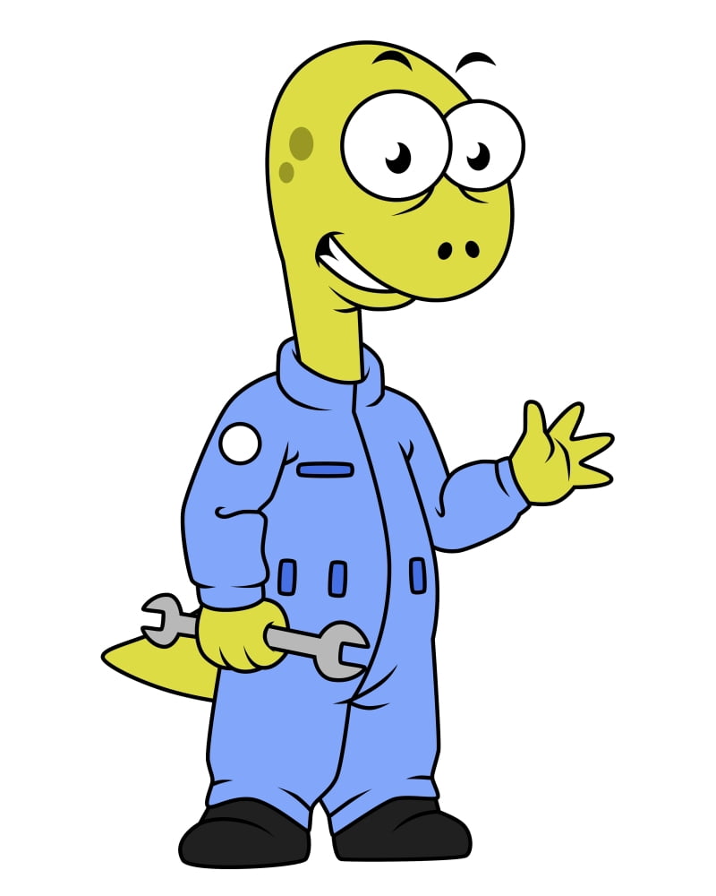 Illustration of a Brontosaurus mechanic Canvas Art - Stocktrek Images (26 x 32)