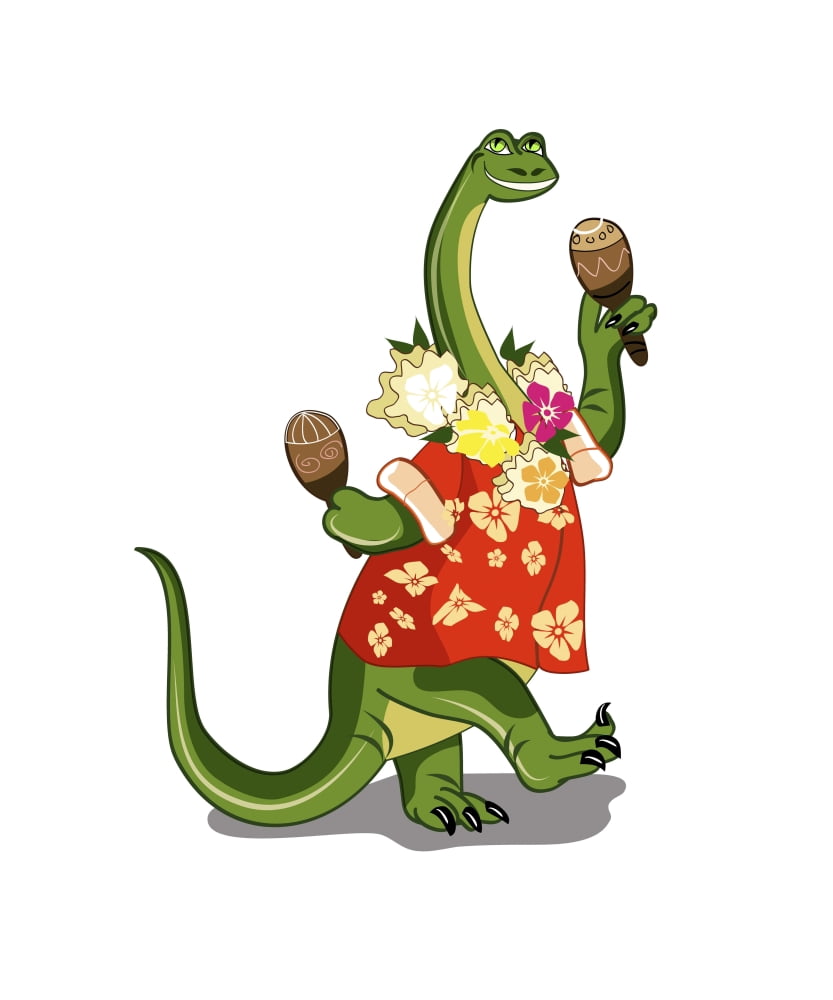 Illustration of a Brontosaurus playing maracas Canvas Art - Stocktrek Images (26 x 32)