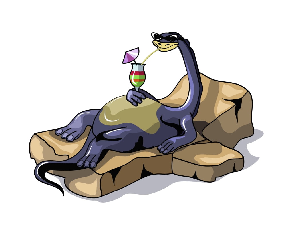Illustration of a Brontosaurus sunbathing Canvas Art - Stocktrek Images (32 x 26)