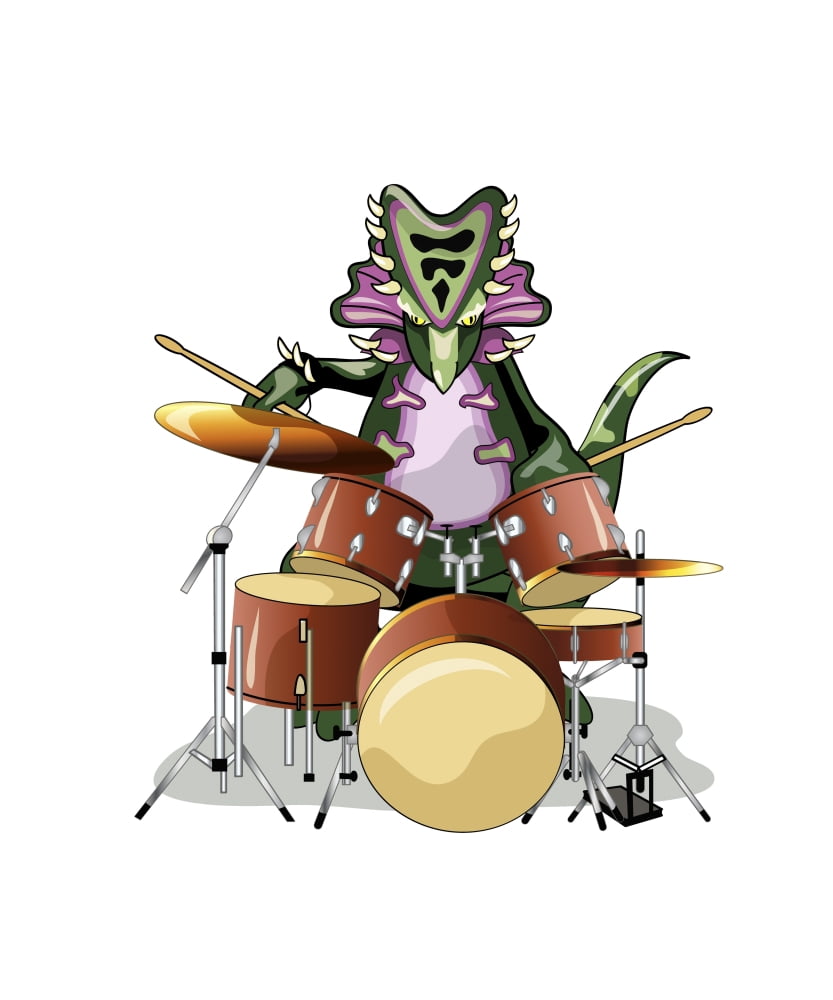Illustration of a Chasmosaurus playing the drums Canvas Art - Stocktrek Images (13 x 16)