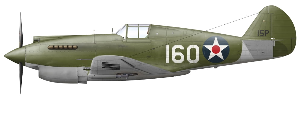 Illustration of a Curtis P-40 Warhawk Canvas Art - InkwormStocktrek Images (44 x 18)
