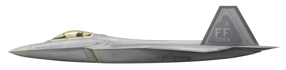 Illustration of a Lockheed Martin F-22 Raptor Canvas Art - InkwormStocktrek Images (58 x 14)