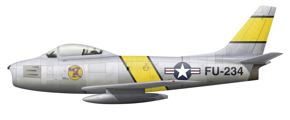 Illustration of a North American F-86F Sabre Canvas Art - InkwormStocktrek Images (45 x 19)