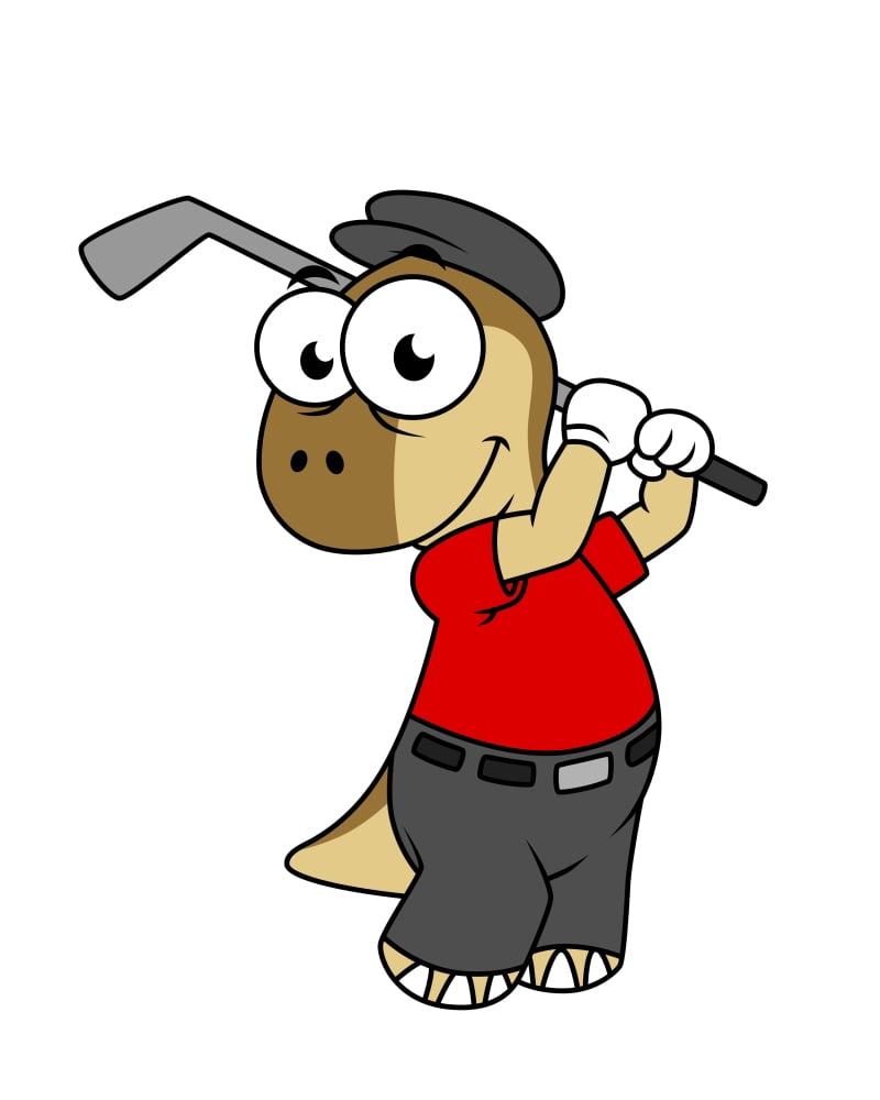 Illustration of a Pachycephalosaurus dinosaur playing golf Canvas Art - Stocktrek Images (13 x 16)