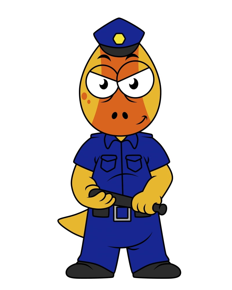 Illustration of a Pachycephalosaurus police officer Canvas Art - Stocktrek Images (26 x 32)
