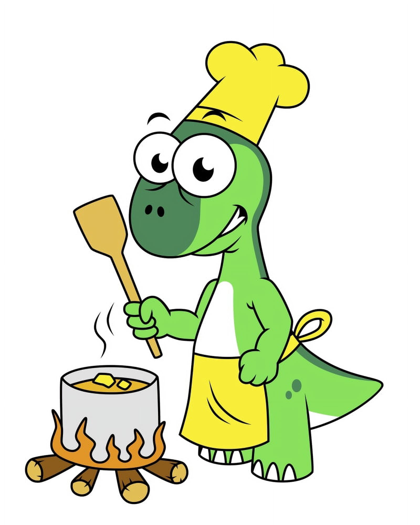 Illustration of a Parasaurolophus dinosaur cooking Canvas Art - Stocktrek Images (13 x 16)