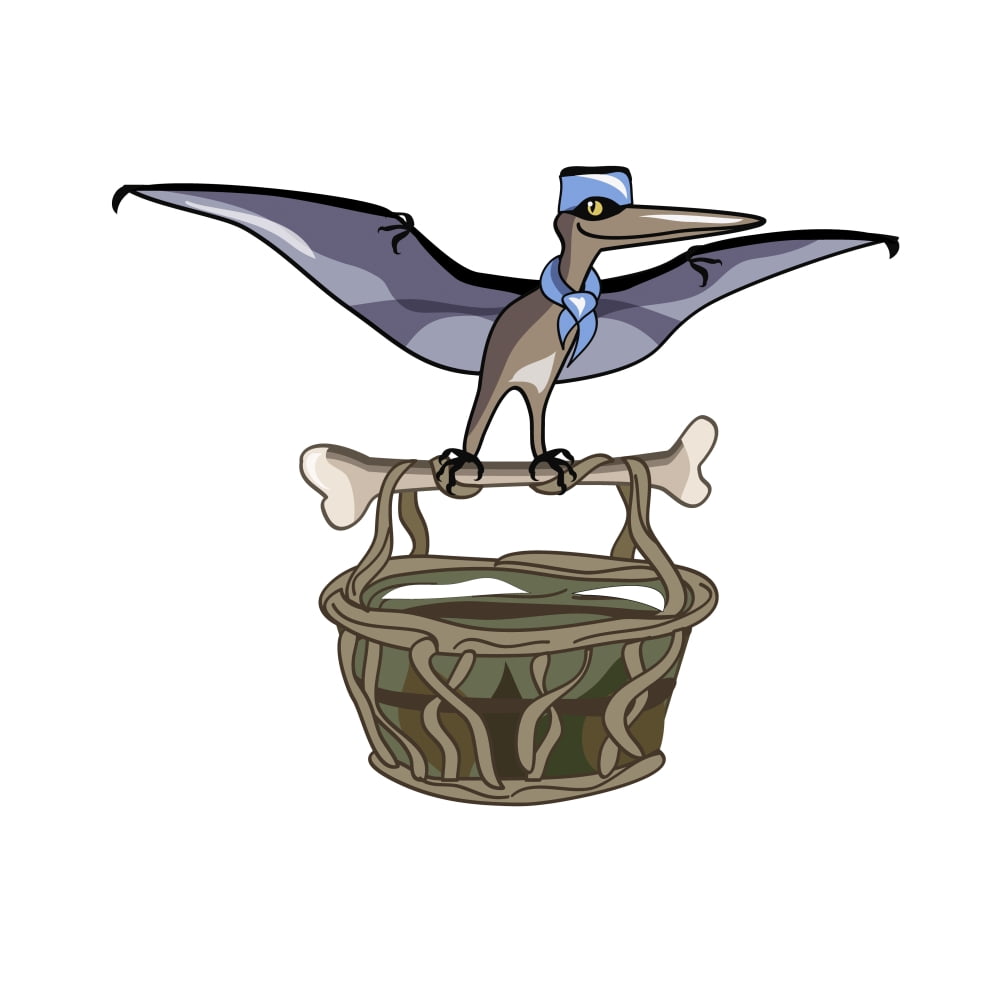 Illustration of a Pteranodon carrying a basket representing dino airlines Canvas Art - Stocktrek Images (28 x 28)