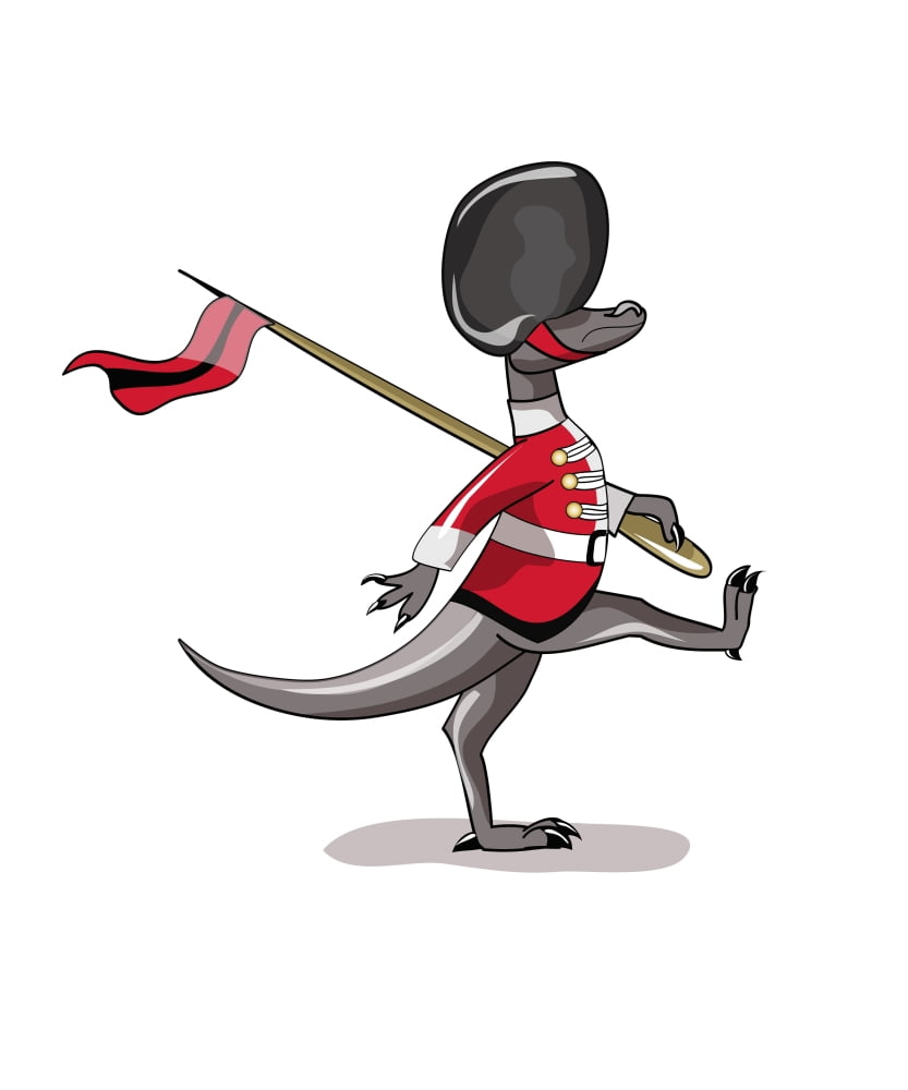 Illustration of a Raptor dressed as a British guard Canvas Art - Stocktrek Images (26 x 32)