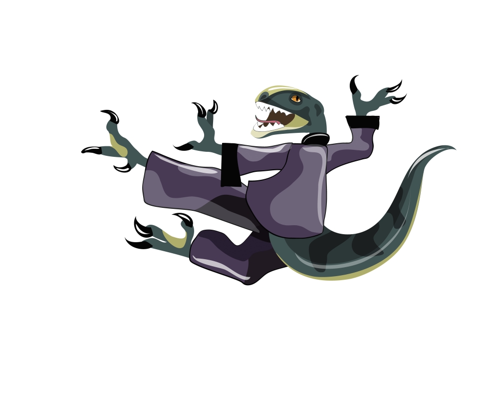 Illustration of a Raptor performing karate Canvas Art - Stocktrek Images (32 x 26)