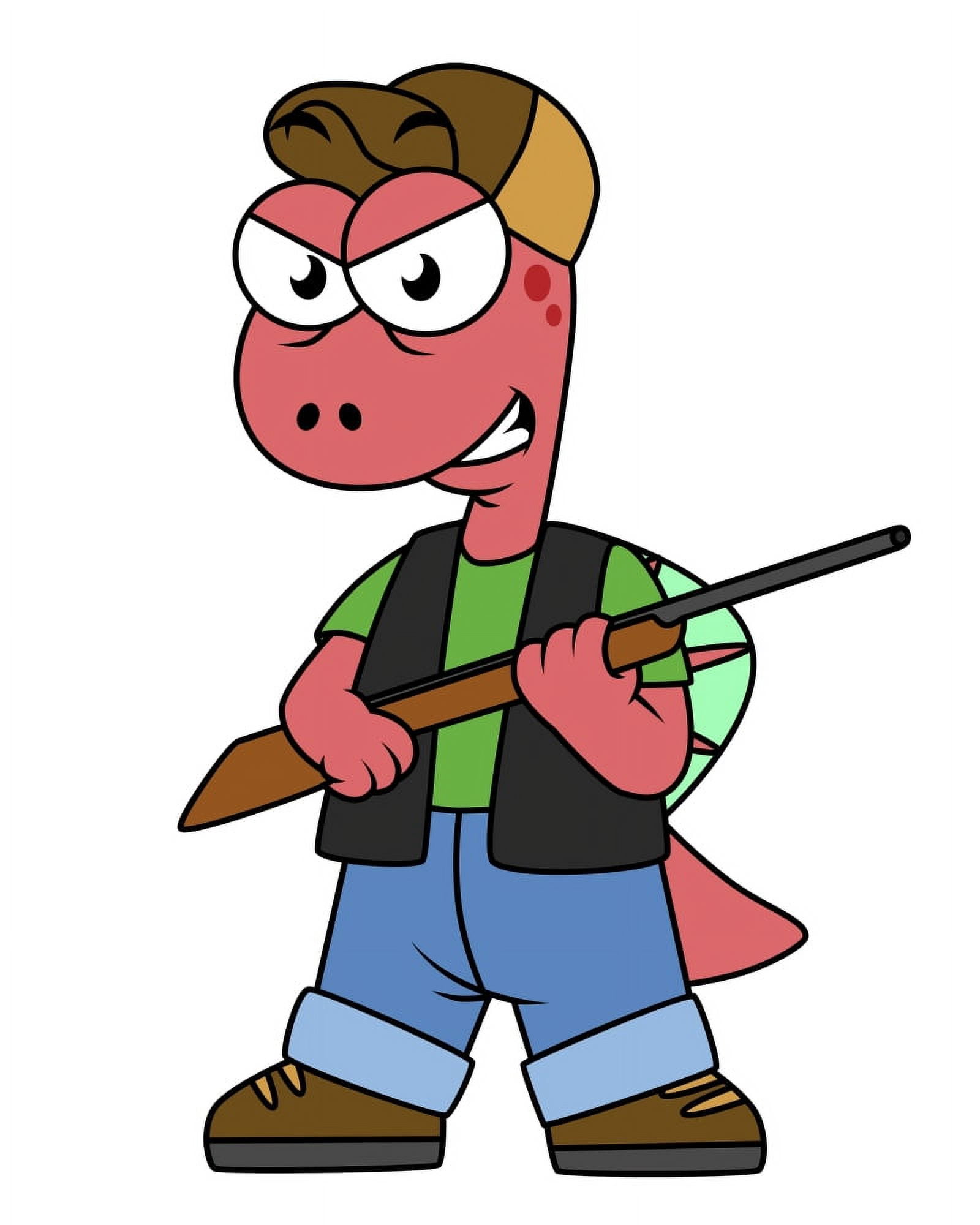 Illustration of a Spinosaurus hunter with gun Canvas Art - Stocktrek Images (13 x 16)