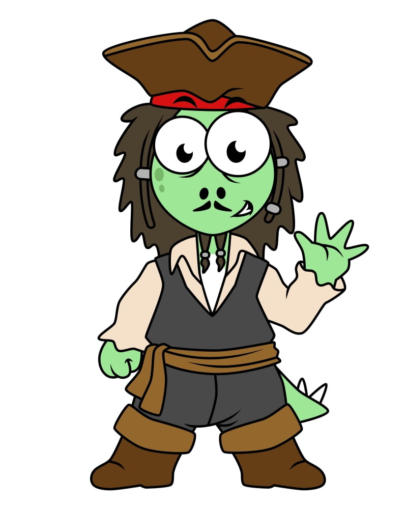 Illustration of a Stegosaurus pirate Jack Sparrow Canvas Art - Stocktrek Images (13 x 16)