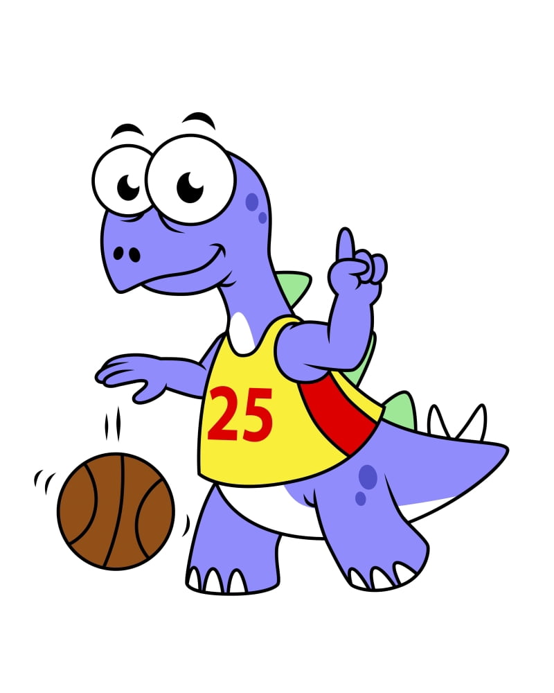 Illustration of a Stegosaurus playing basketball Canvas Art - Stocktrek Images (26 x 32)