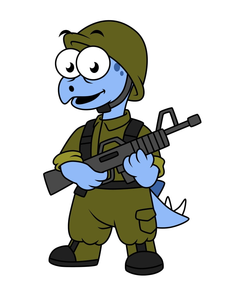Illustration of a Stegosaurus soldier Canvas Art - Stocktrek Images (26 x 32)