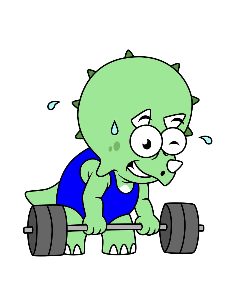 Illustration of a Triceratops lifting weights Canvas Art - Stocktrek Images (13 x 16)