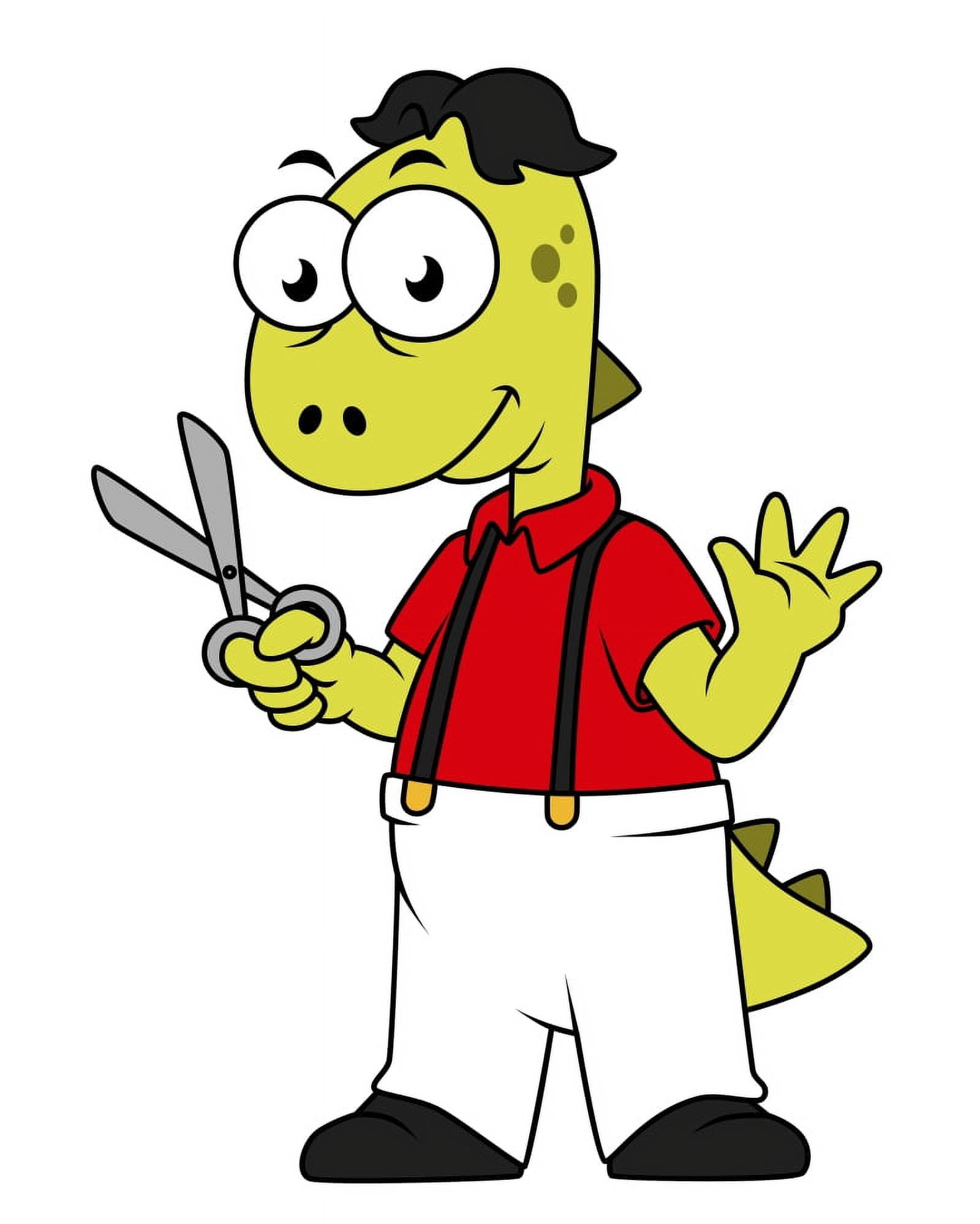 Illustration of a Tyrannosaurus Rex barber with scissors Canvas Art - Stocktrek Images (26 x 32)