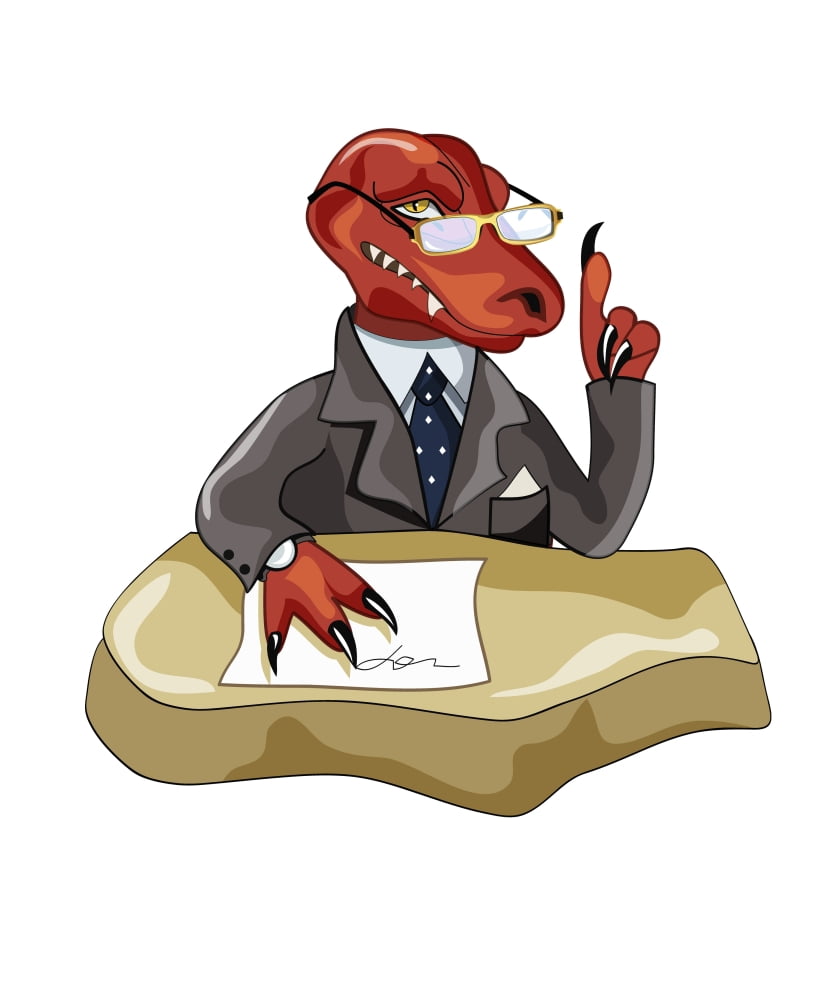 Illustration of a Tyrannosaurus Rex boss sitting at a desk Canvas Art - Stocktrek Images (26 x 32)