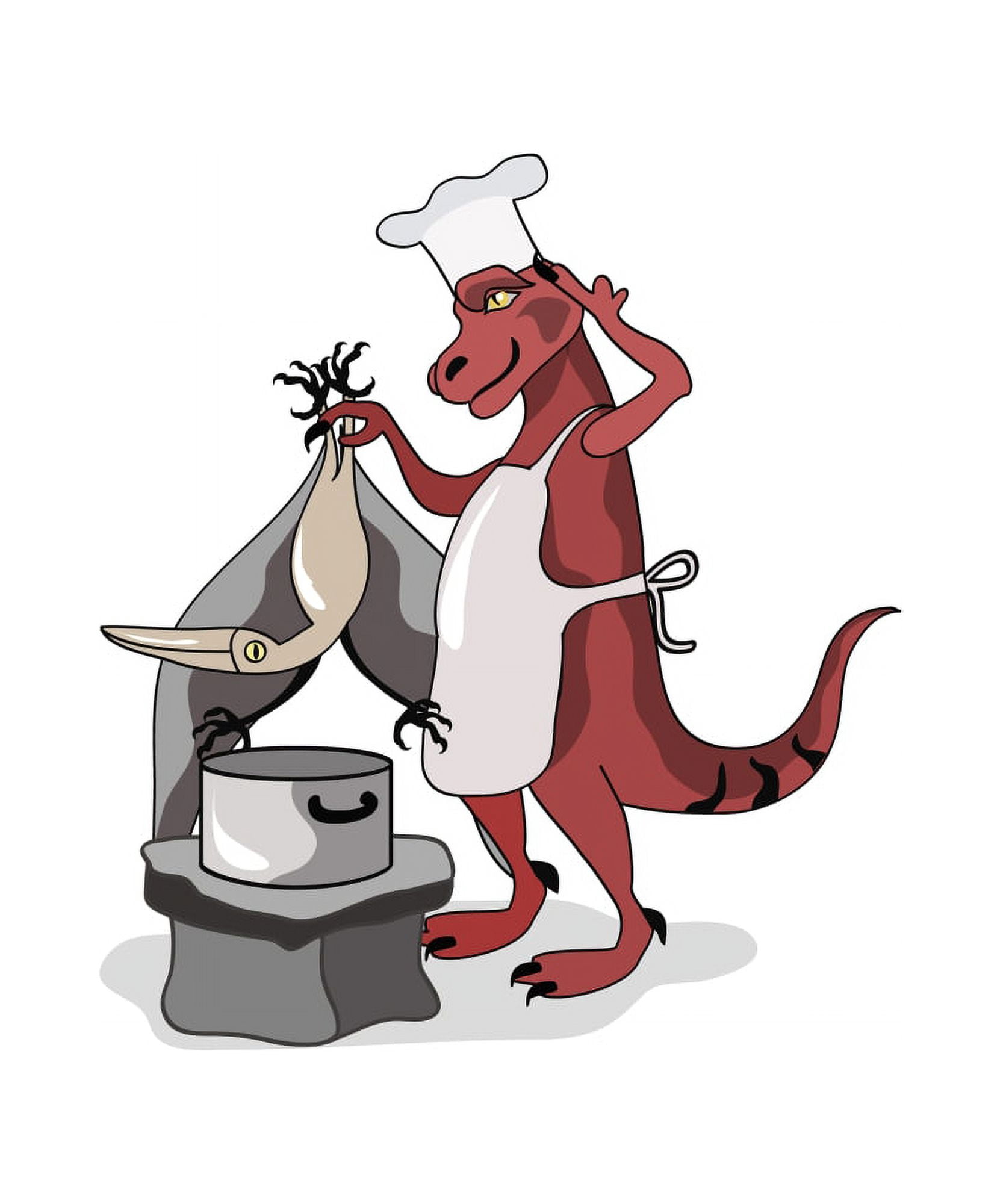 Illustration of a Tyrannosaurus Rex chef cooking Canvas Art - Stocktrek Images (13 x 16)